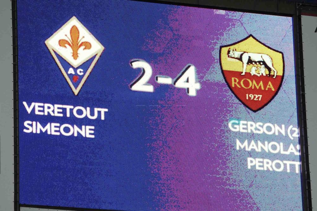 IL RISULTATO 1 ROMA FIORENTINA 2 A 4