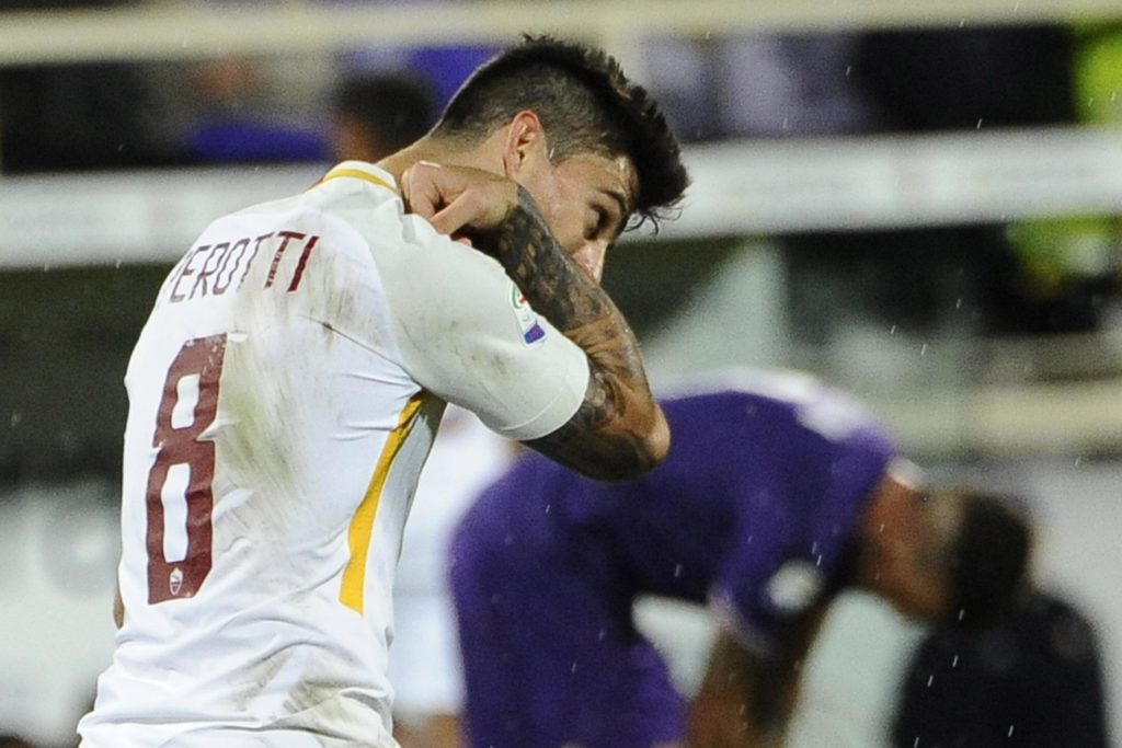 PEROTTI DOPO IL GOL A FIORENTINA ROMA 2 a 4