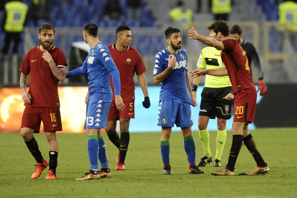 DE ROSSI FAZIO discussioni sul VAR ROMA SASS 1 A 1