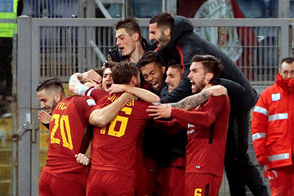 ESULTANZE AL GOL DI FAZIO ROMA CAGLIARI 1 a 0