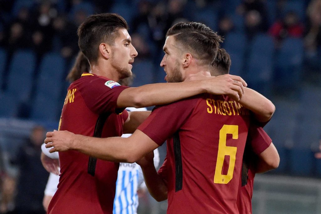 PELLEGRINI STROOTMAN DOPO IL GOL 4 ROMA SPAL 3 a 1