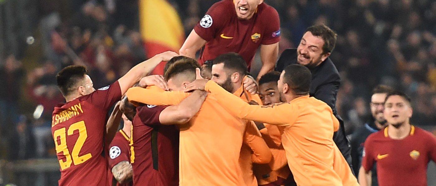 DZEKO FESTA ALLA FINE 2 ROMA BARCELLONA 3 a 0