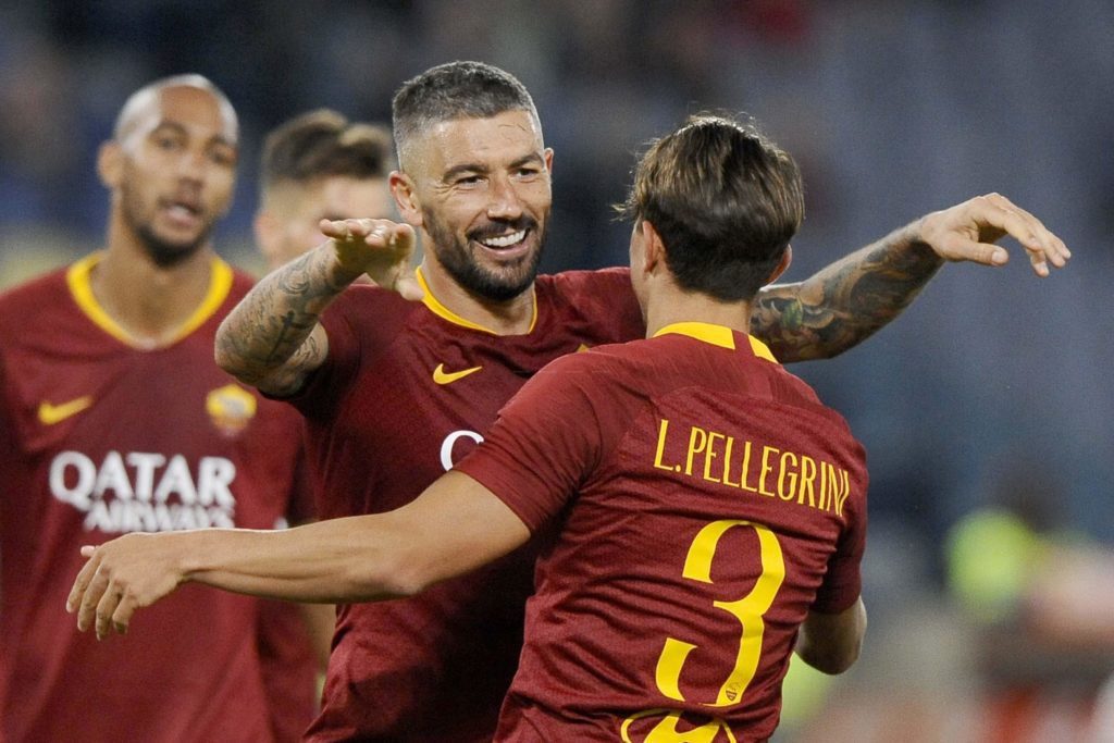 Kolarov Pellegrini dopo IL GOL RM FR 4 a 0