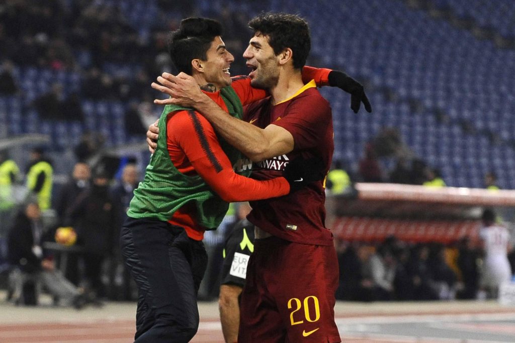 Fazio PEROTTI DOPO gol ROMA BOLOGNA 2 a 1